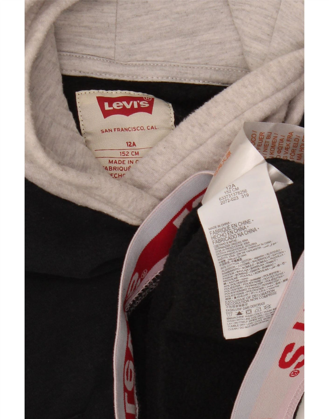 LEVI'S Piger Crop Grafisk Hoodie Jumper 11-12 år Sort Colourblock
