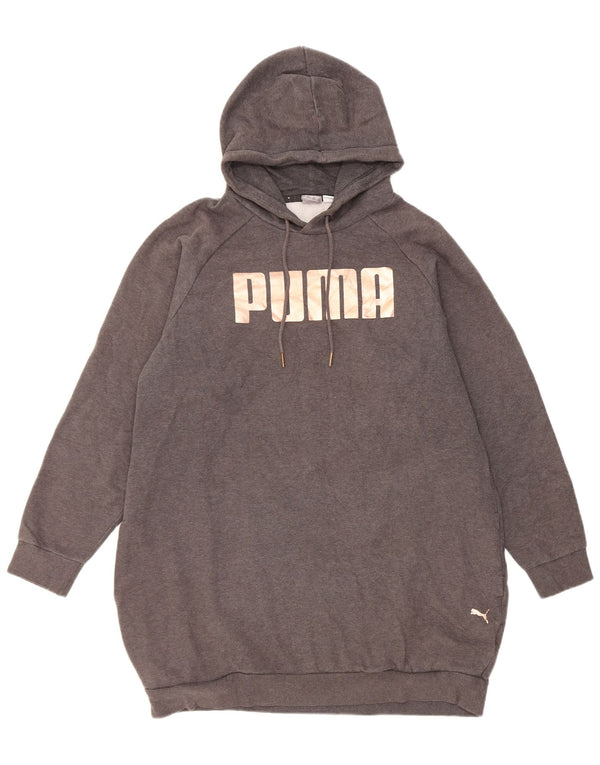 Puma Longline Graphic Hoodie Jumper UK 14 Medium Grey Bomuld