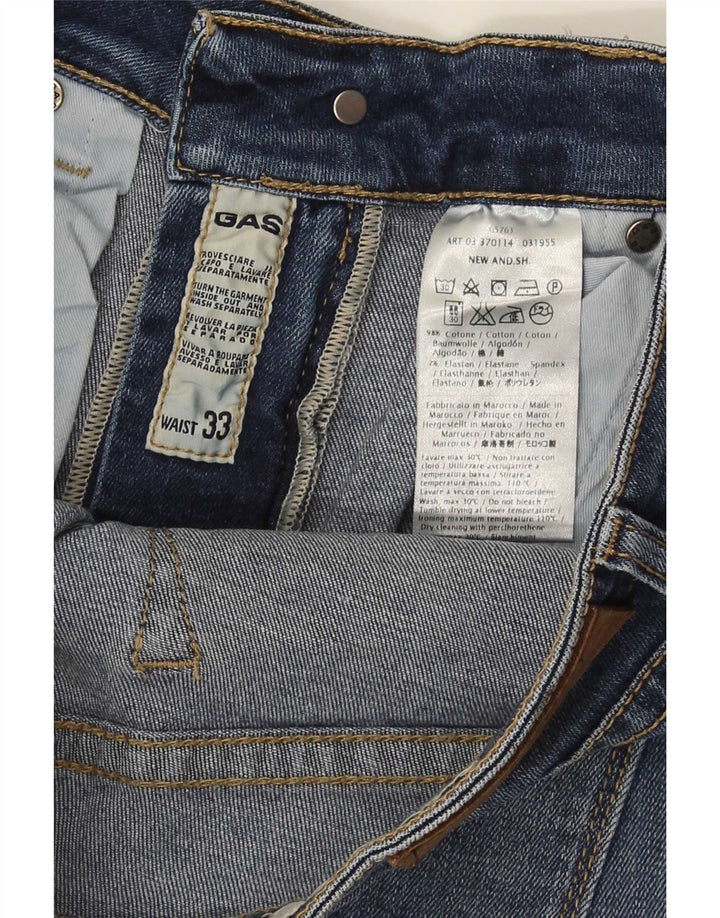 Gas Herre Denim Shorts W33 Medium Blue Cotton