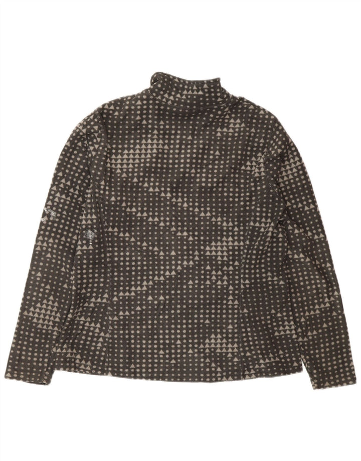 Eddie Bauer Dame Fleecejakke UK 14 Medium Grå Geometrisk Polyester