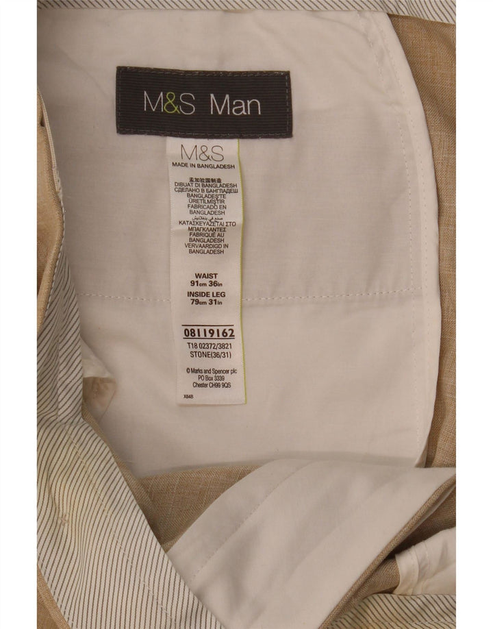 MARKS & SPENCER Lige jakkesæt til mænd W36 L31 Beige polyester
