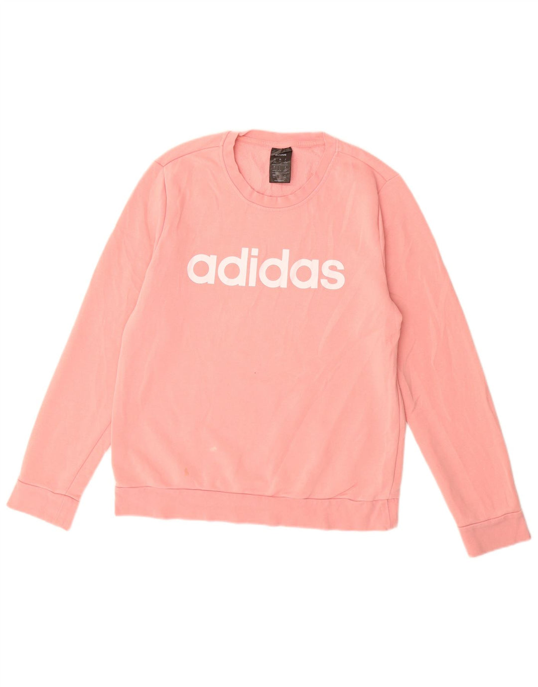 Adidas Dame Grafisk Sweatshirt Jumper UK 12/14 Medium Pink Bomuld