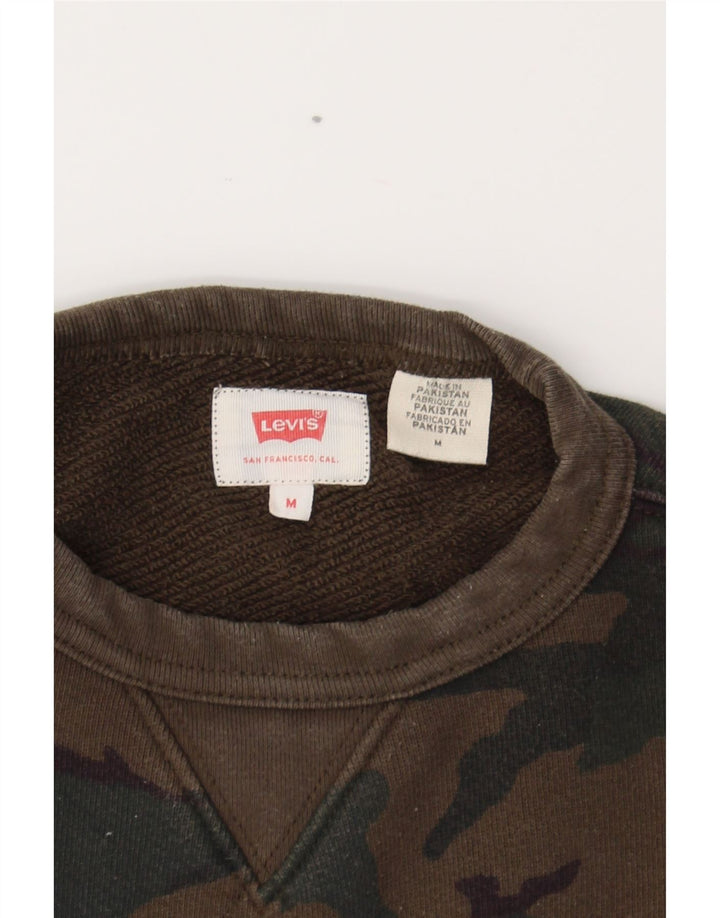 LEVI'S Mens Graphic Sweatshirt Jumper Medium Brown Camouflage Cotton Army Vintage Levi's and Second-Hand Levi's from Messina Hembry 