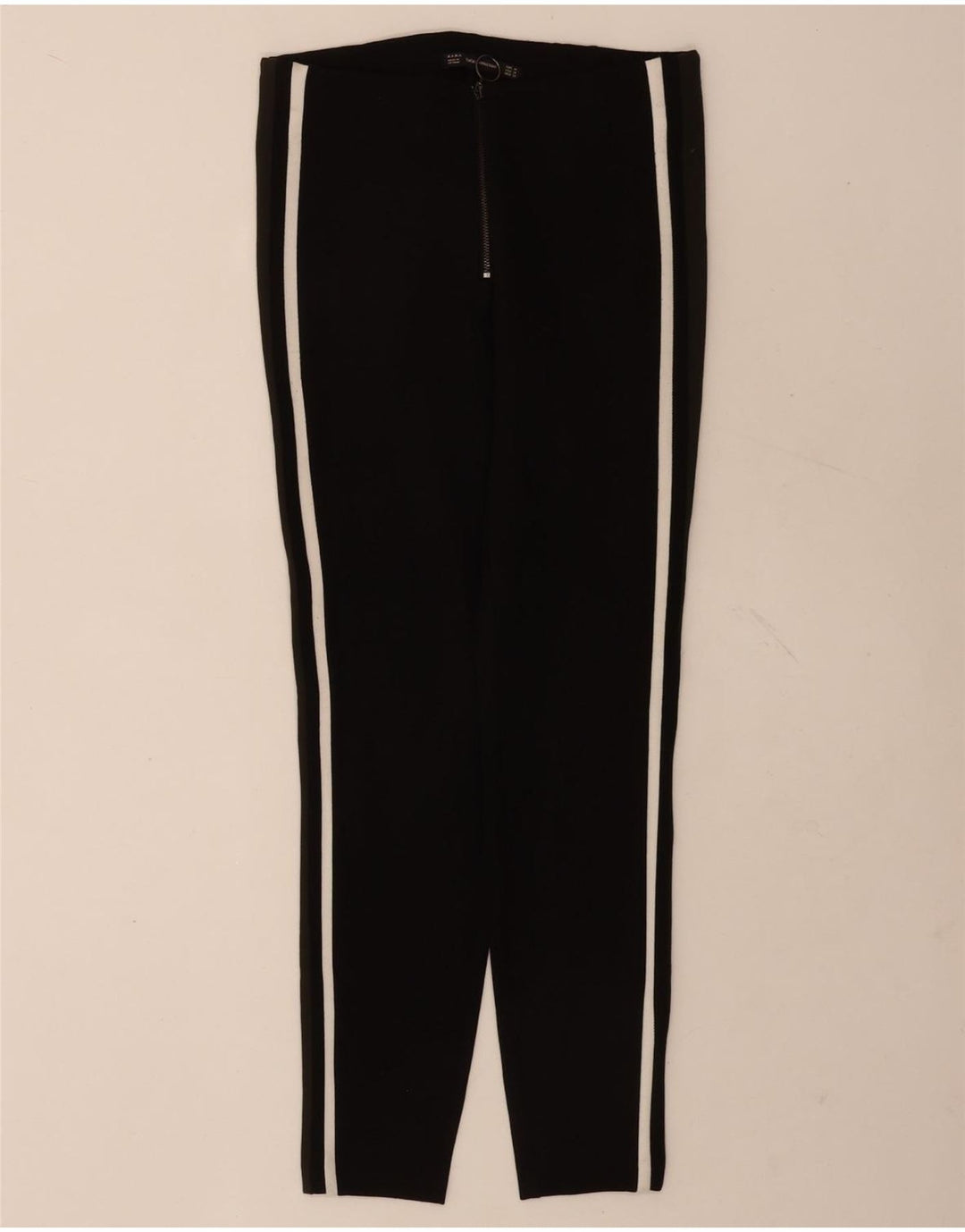 Zara Træningsdragtsbukser til kvinder UK 12 Medium Sort Colourblock Viscose