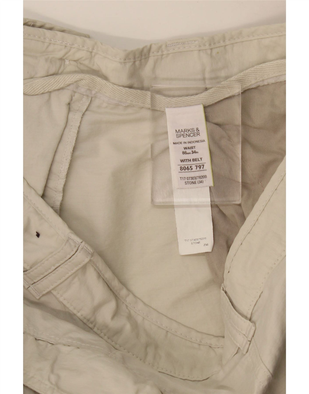MARKS & SPENCER Herre Cargo Bermuda Shorts W34 Large Beige Bomuld