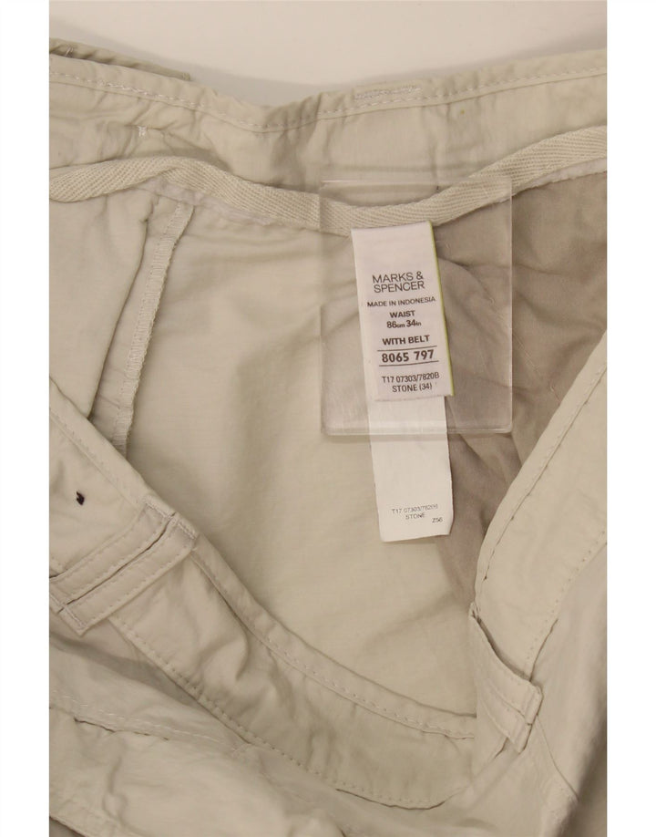 MARKS & SPENCER Herre Cargo Bermuda Shorts W34 Large Beige Bomuld