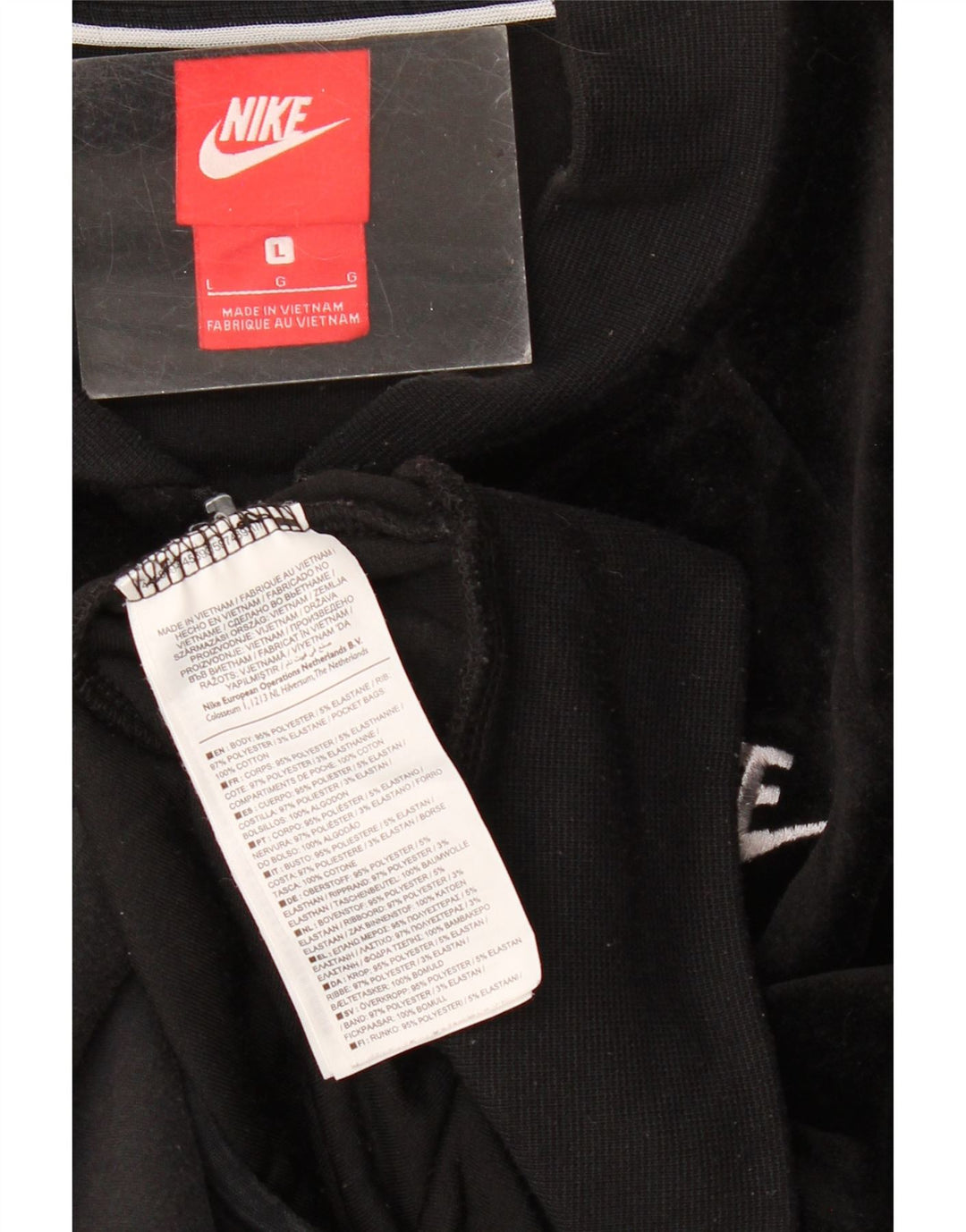 Nike Dame Velour Træningsdragt Top Jakke UK 14 Stor Sort Polyester