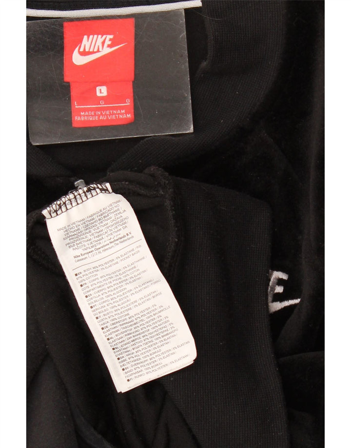 Nike Dame Velour Træningsdragt Top Jakke UK 14 Stor Sort Polyester