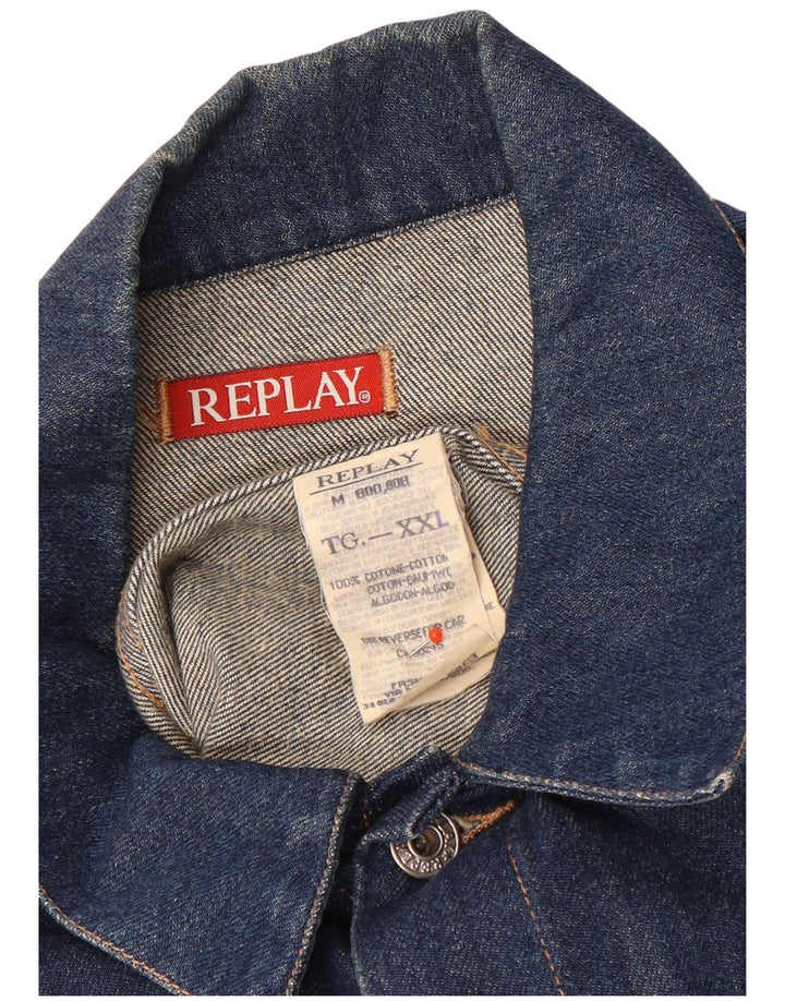 Replay Herre Denim Jacket UK 44 2XL Navy Blue Cotton