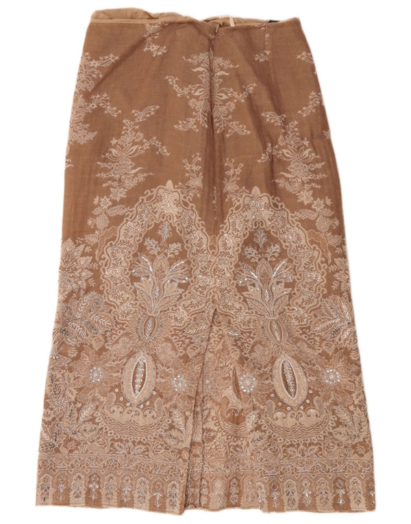 Luisa Spagnoli Dame Midi Nederdel IT 46 Large W32 Brun Paisley Uld