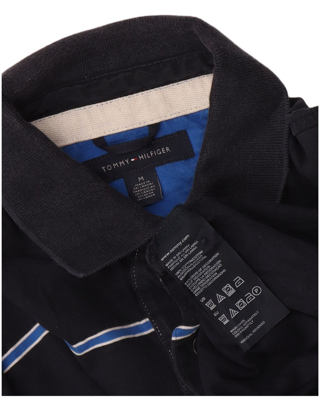 Tommy Hilfiger herre poloshirt Medium marineblå stribet bomuld