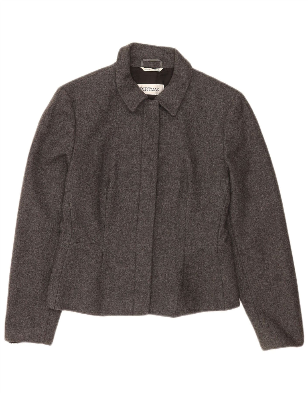 Sportmax Dame Blazer Jacket UK 12 Mellemgrå Uld Klassisk