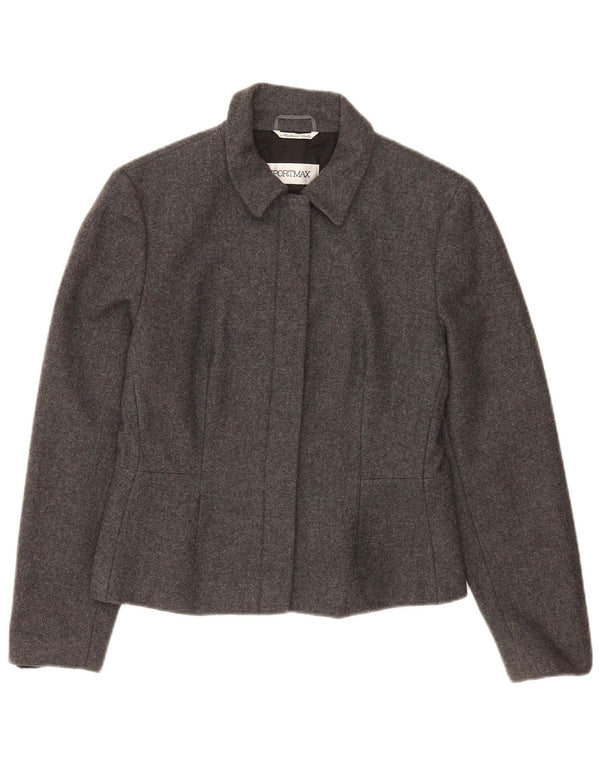 Sportmax Dame Blazer Jacket UK 12 Mellemgrå Uld Klassisk
