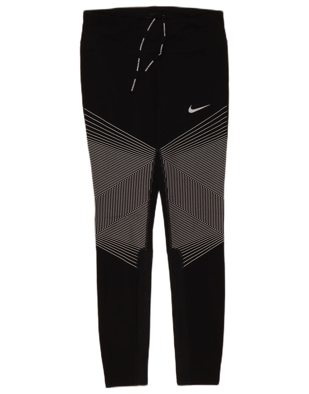 NIKE Dame Dri Fit Leggings UK 10 Small Black Pinstripe Polyester