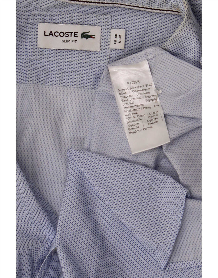 Lacoste Herre Slim Fit Skjorte Størrelse 40 Medium Blue Plettet Bomuld
