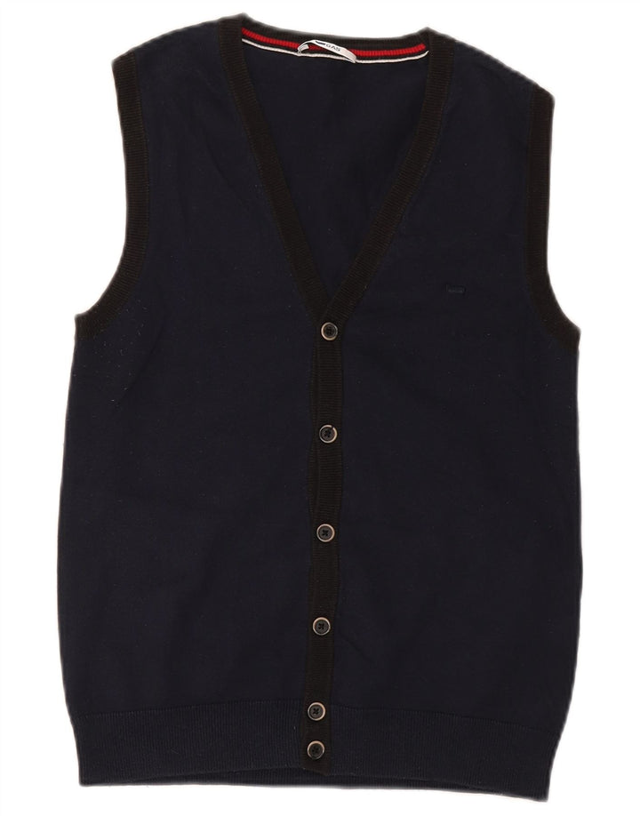 Gas Herre ærmeløs cardigan sweater Medium marineblå bomuld
