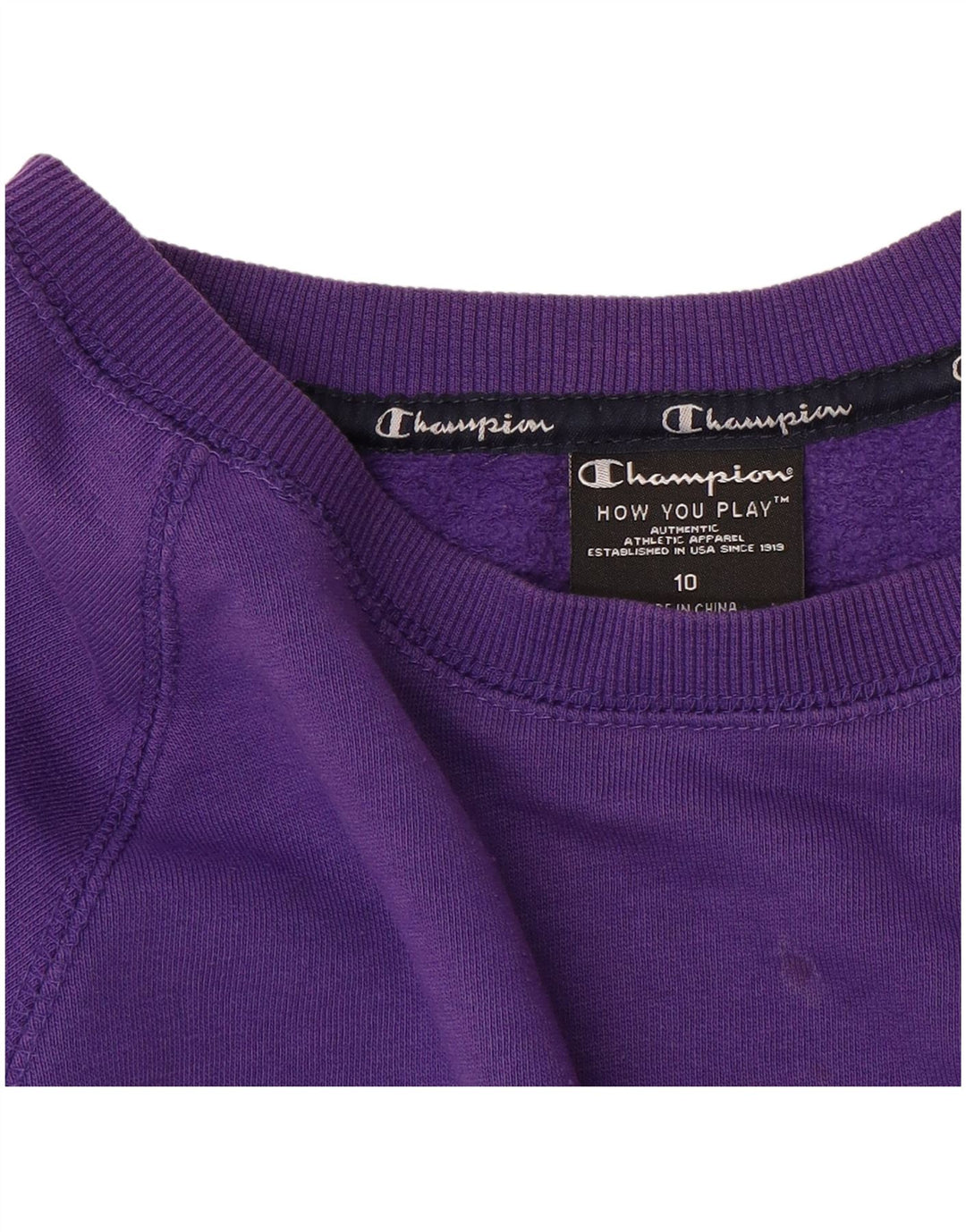 CHAMPION Womens Graphic Sweatshirt Jumper US 10 Large Purple Cotton