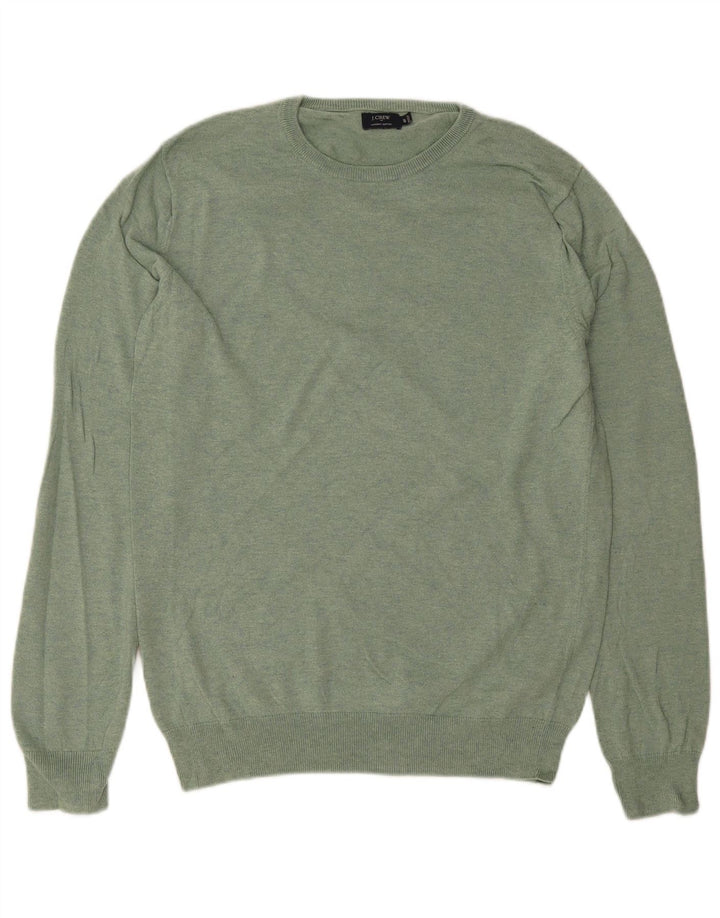 J. CREW Mens Crew Neck Jumper Sweater Medium Green Cotton