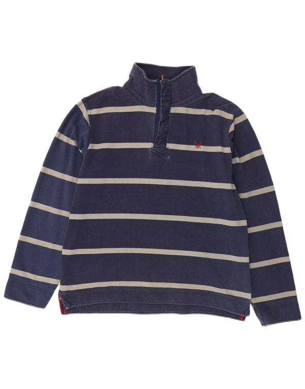 CREW TØJ Herre Zip Neck Sweatshirt Jumper Medium Marineblå Stribet