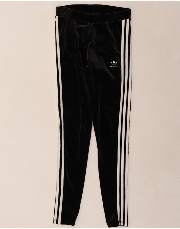Adidas Dame Velour Leggings UK 12 Medium Sort Polyester