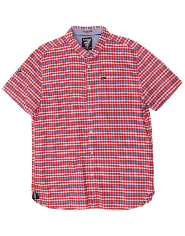Superdry Kortærmet Herreskjorte 2XL Rød Gingham Bomuld