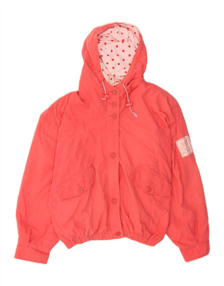 VINTAGE Womens Oversized Hooded Bomber Jacket UK 10 Small Pink Polyester Vintage Vintage and Second-Hand Vintage from Messina Hembry 
