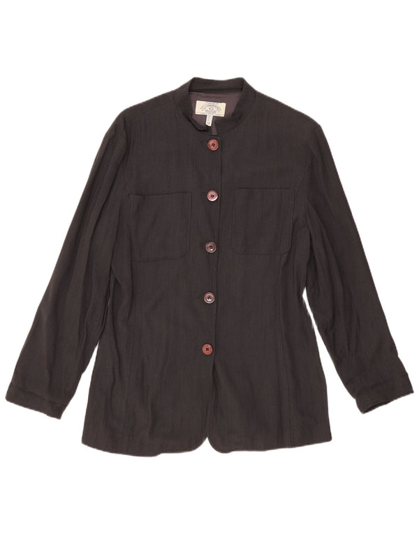 ARMANI JEANS Dame 5-knaps blazerjakke UK 14 Stor sort viskose