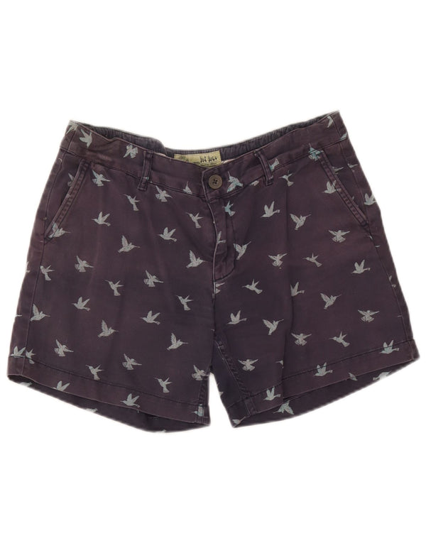 Fat Face Dame Chino Shorts UK 10 Small W30 Navy Blue Animal Print Bomuld