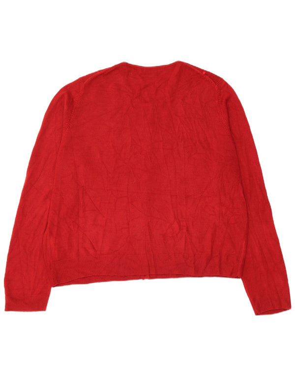 Marks & Spencer Dame Cardigan Sweater UK 22 3XL Rødstribet akryl