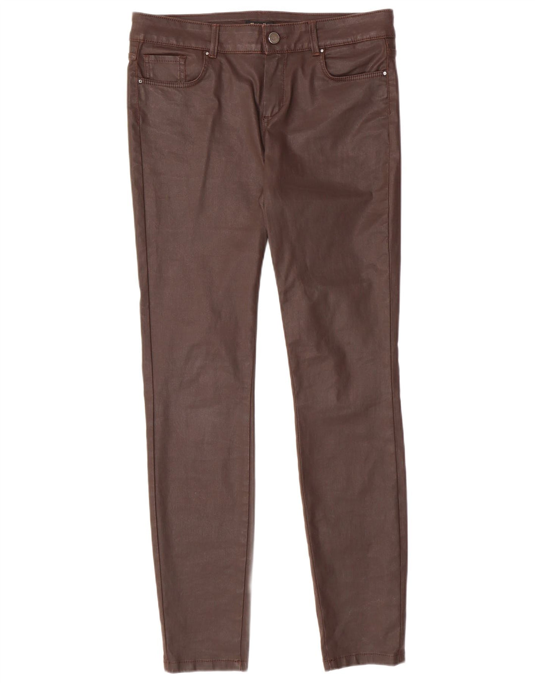 MASSIMO DUTTI Womens Waxed Skinny Trousers EU 40 Medium W30 L29 Brown