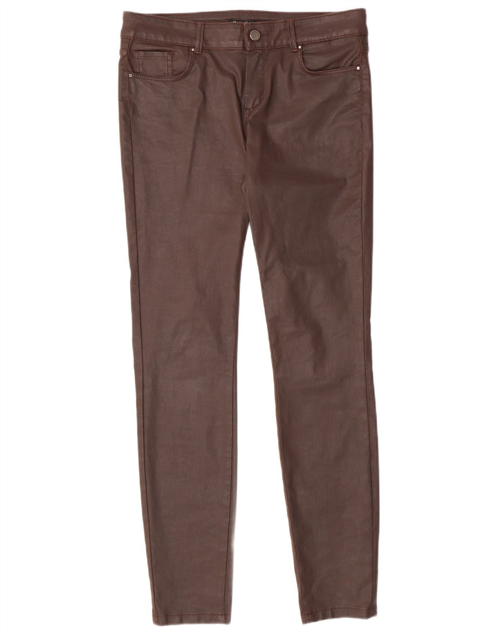 MASSIMO DUTTI Womens Waxed Skinny Trousers EU 40 Medium W30 L29 Brown
