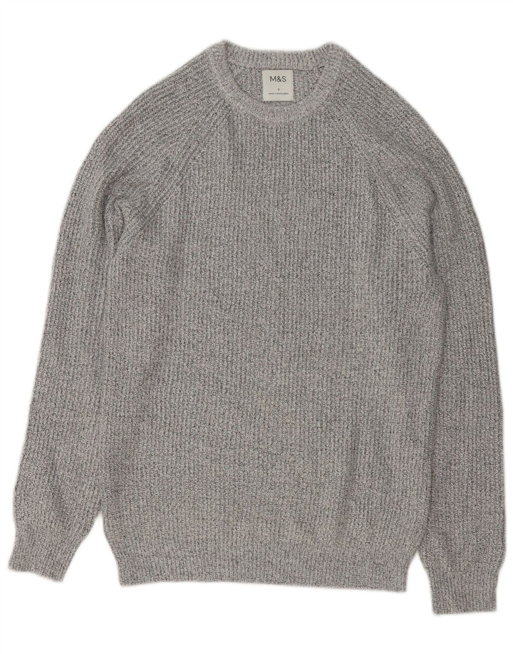 Marks & Spencer Herre sweater med rund hals, lille grå polyamid