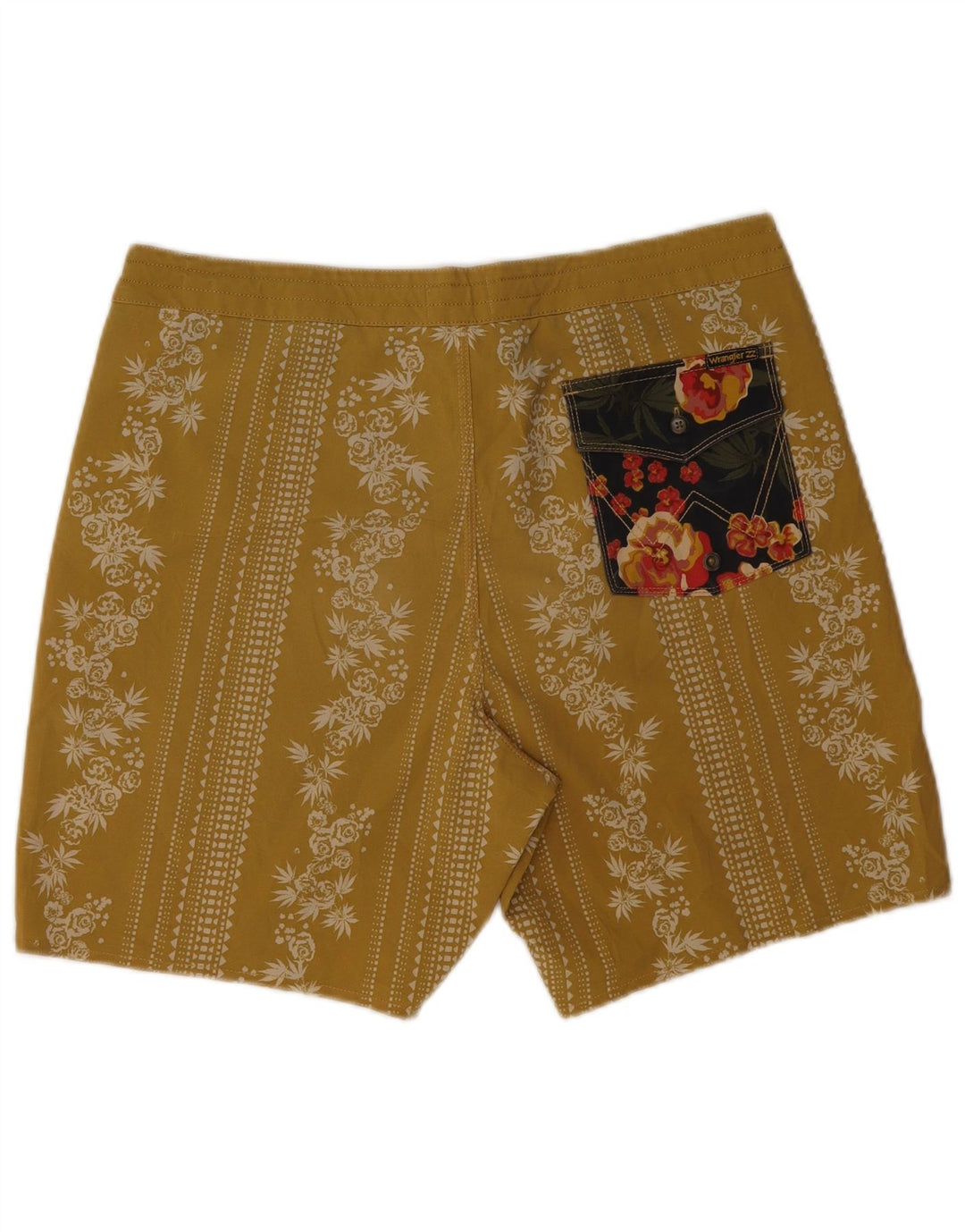 Wrangler Badeshorts til mænd, medium gul blomstret polyester