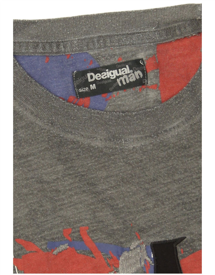 Desigual Herre grafisk T-shirt Top Medium Grey Flecked