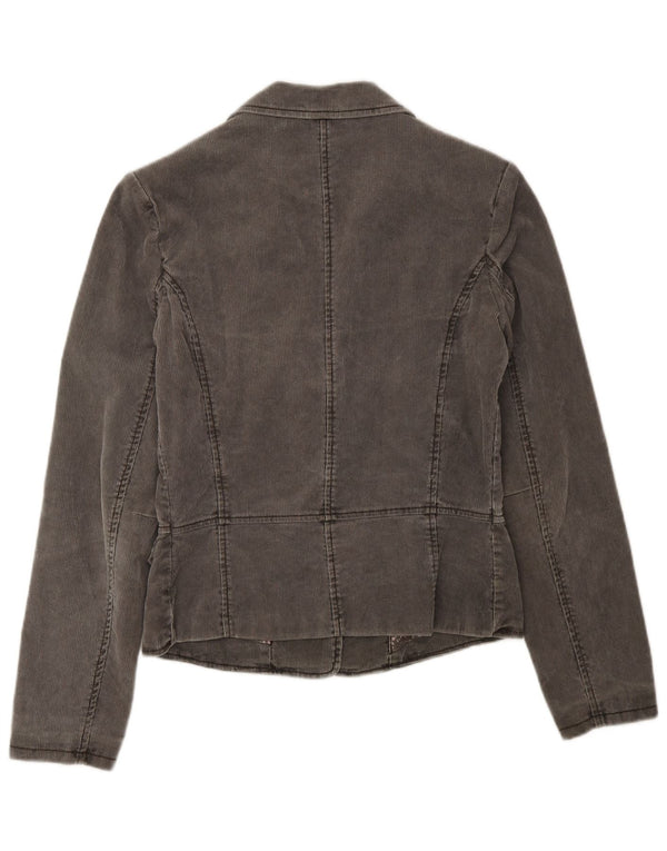 PEPE Jeans Dame 1-knap Corduroy Blazer Jacket UK 10 Small Grey Floral