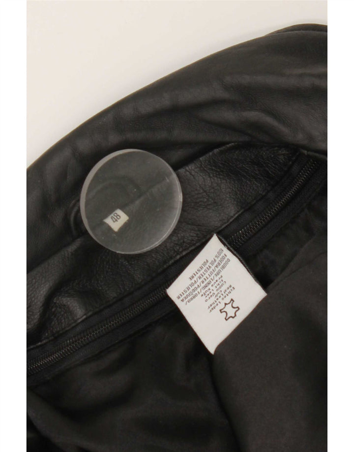 Vintage Herre Læderjakke IT 48 Medium Sort Læder