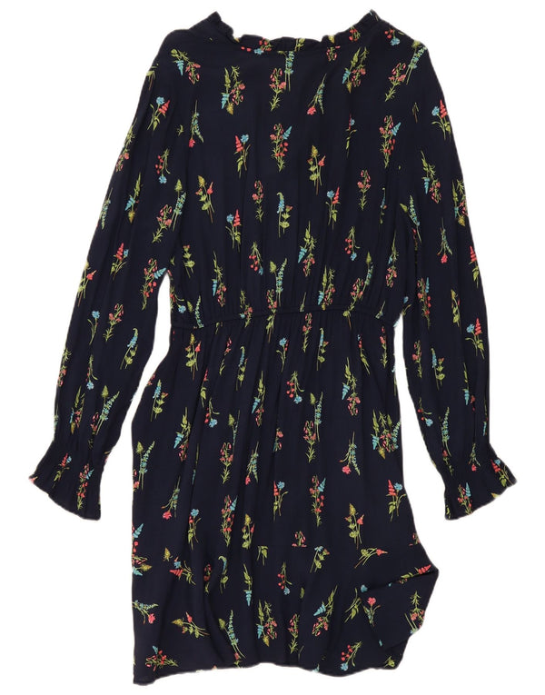 Marks & Spencer Dame Langærmet A-Line Kjole UK 10 Small Navy Blue