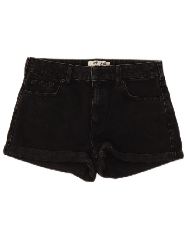 Jack Wills Dame denim Shorts UK 8 Small W28 Black Bomuld