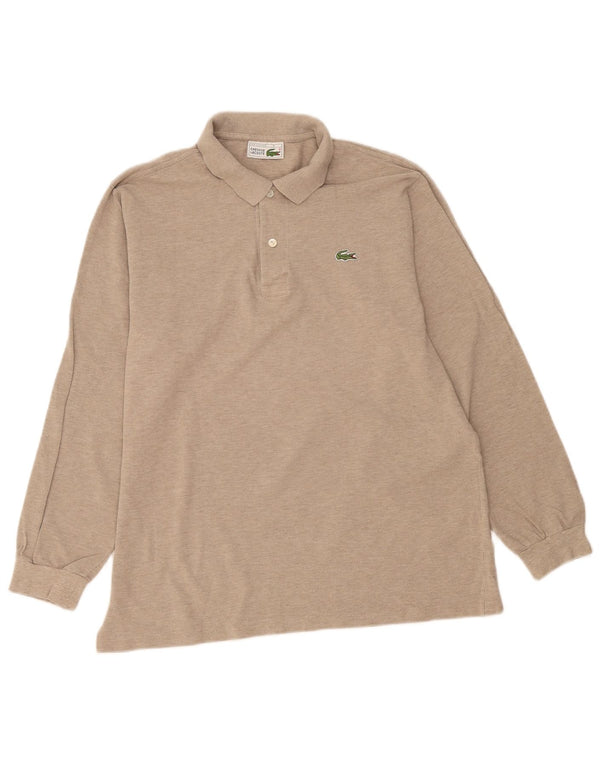 Lacoste Mens Long Sleeve Polo Shirt Size 5 Large Beige Cotton