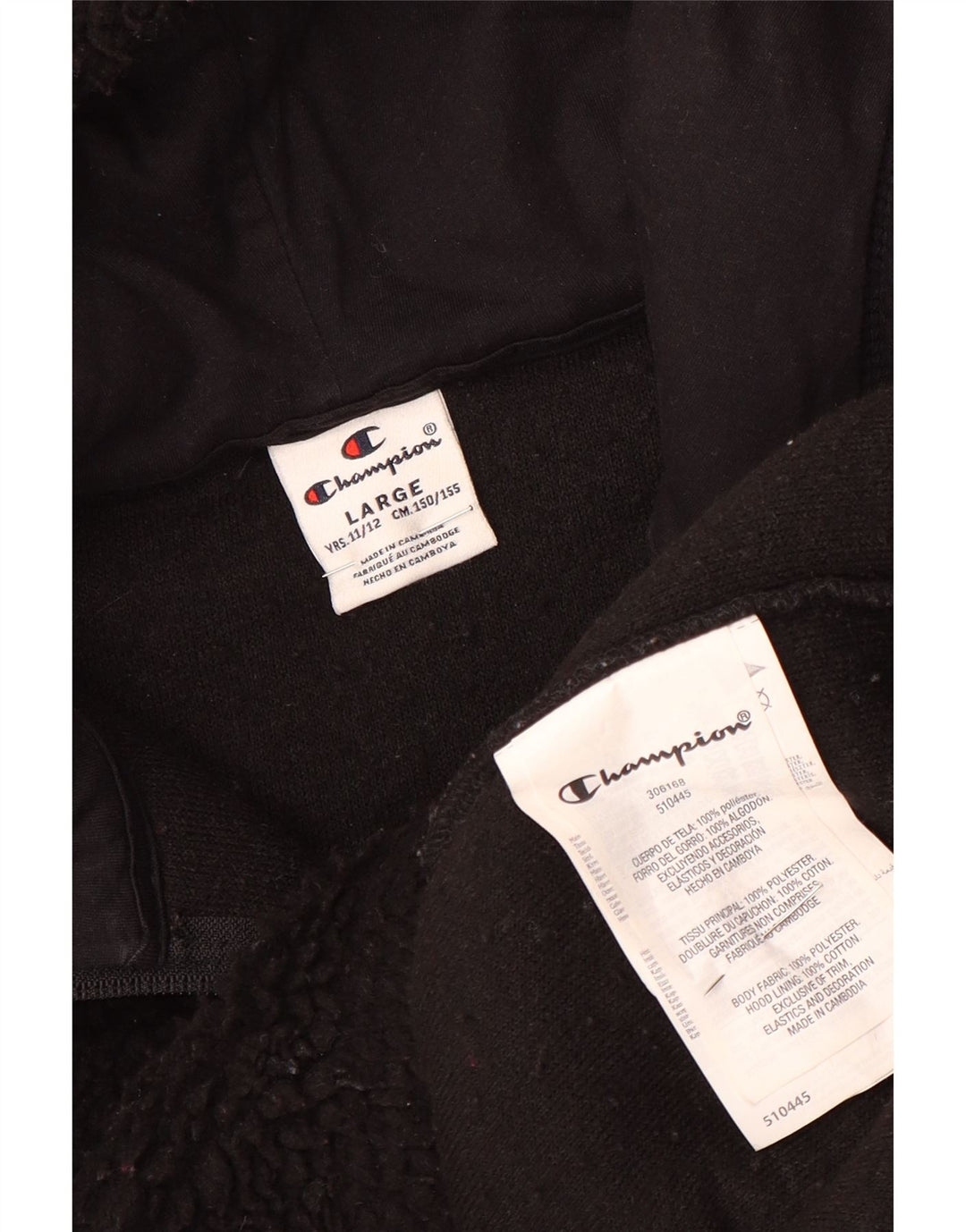 Champion drenge grafisk fleecetrøje med hætte 11-12 år Large Sort