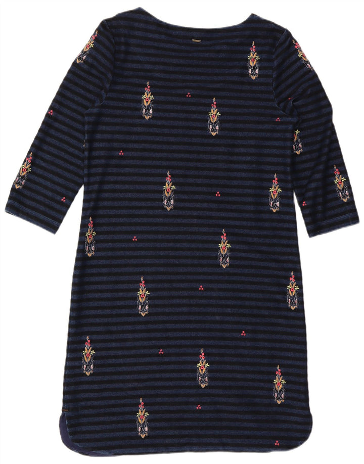 White Stuff Womens 3/4-ærmet Shift Dress UK 12 Mellem marineblå stribet