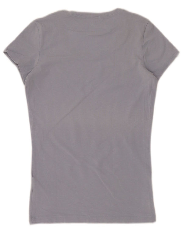 Guess Grafisk T-shirt top til kvinder UK 6 XS blå bomuld