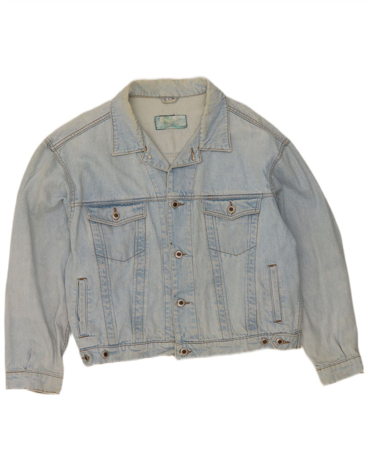 C&A Kvinders Cropped Oversized Denim Jakke UK 16 Large Blå Bomuld