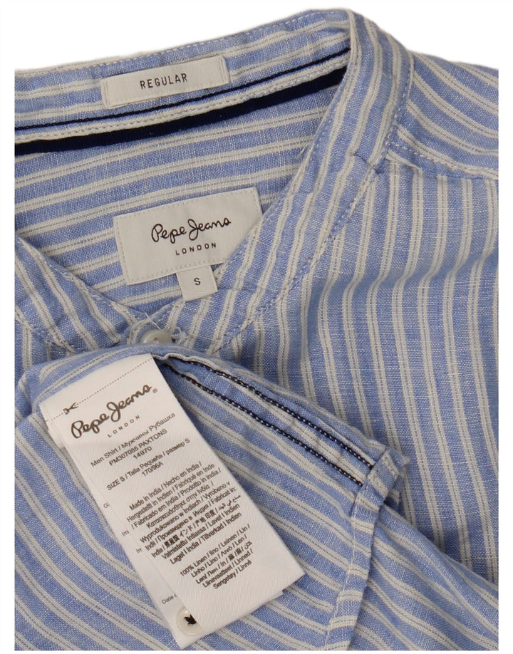 PEPE Jeans Regular Shirt UK 10 Små blå stribet hør