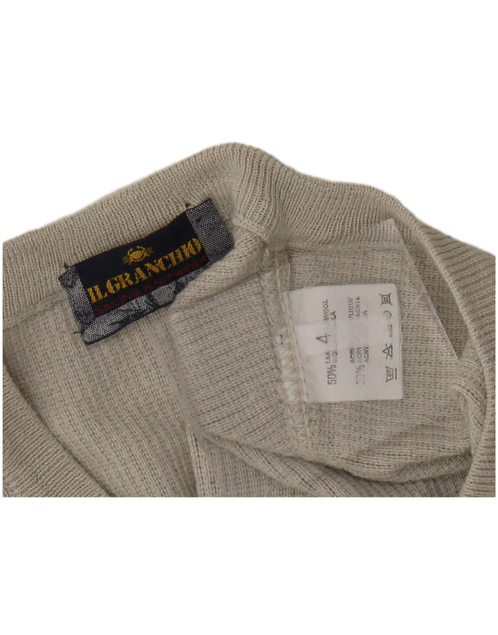 IL GRANCHIO Herre V-hals sweater Medium Beige Uld