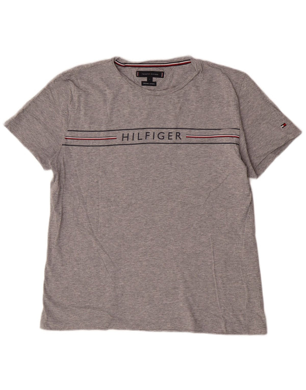 Tommy Hilfiger kortærmet grafisk T-shirt top til kvinder, stor grå bomuld