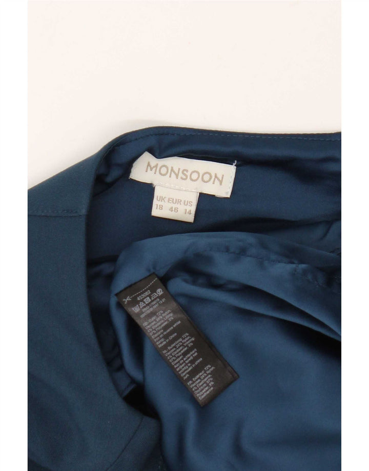 Monsoon Womens Sheath Dress UK 18 XL Blue Viscose