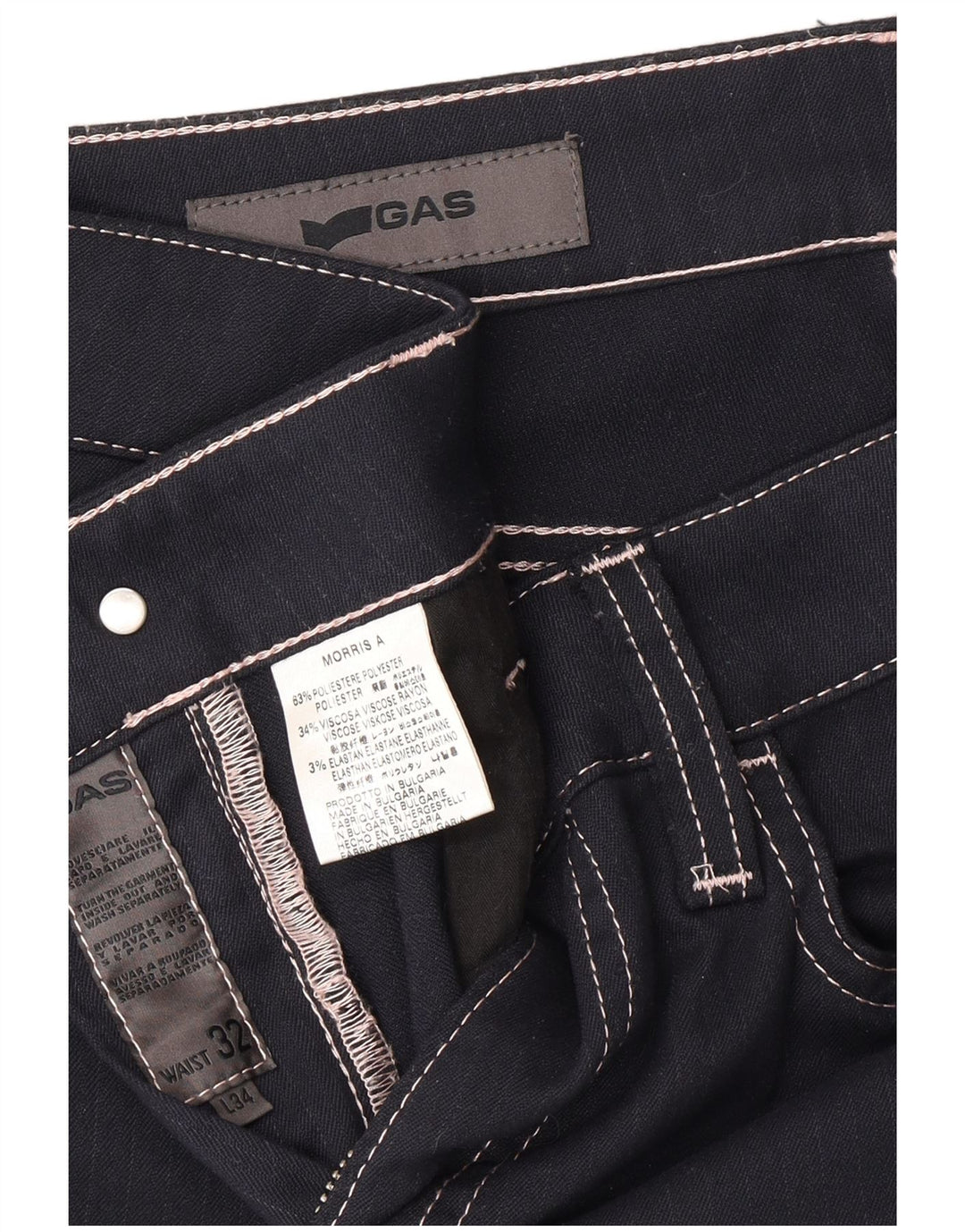 GAS lige fritidsbukser til kvinder W32 L26 marineblå polyester