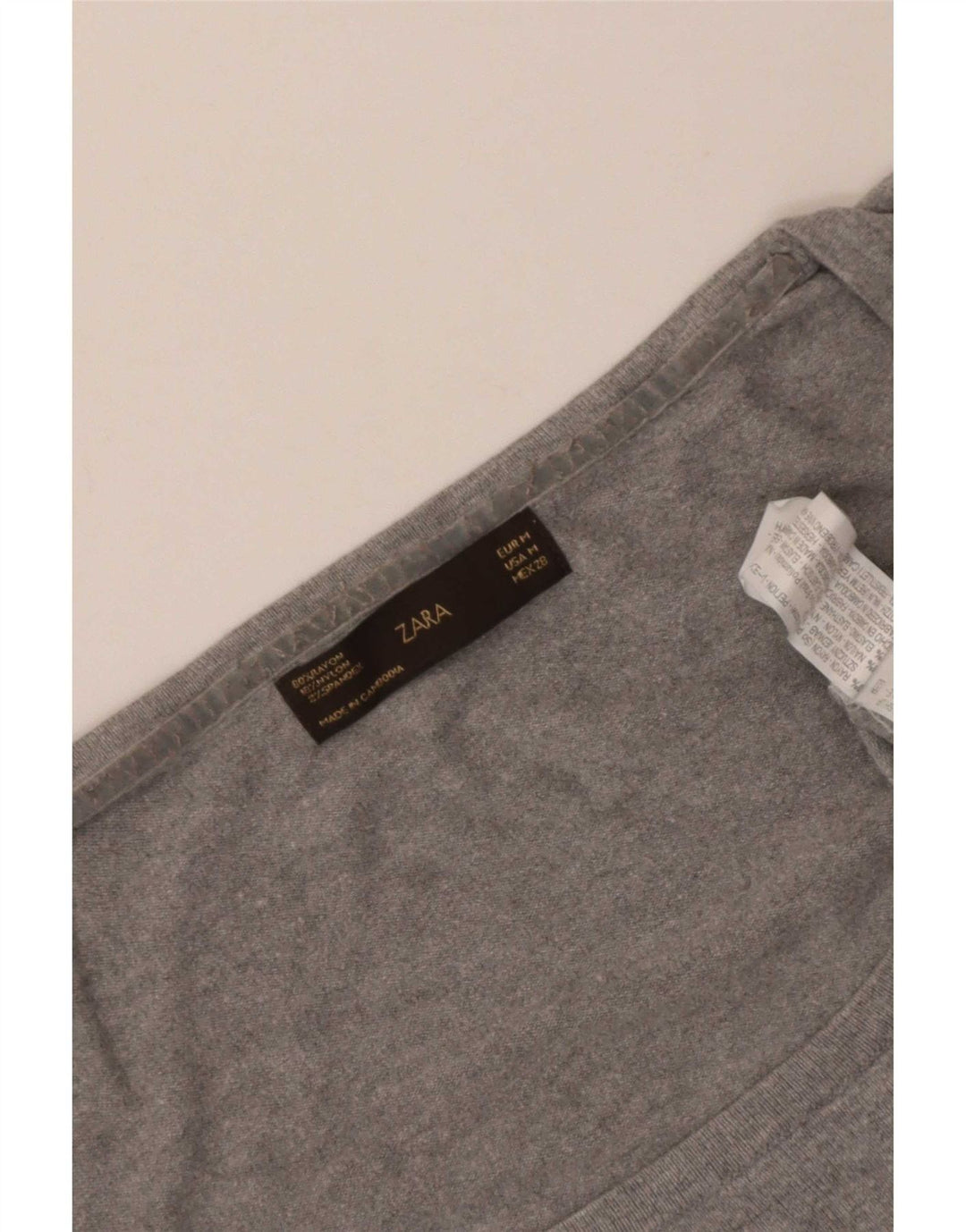 Zara Dame Boat Neck Jumper Sweater UK 12 Medium Grey Rayon