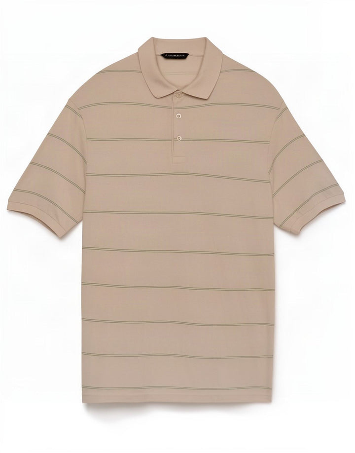 Marks & Spencer herre poloshirt Medium hvid stribet bomuld